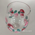 Hand painted Flower Stemless Wine Glass